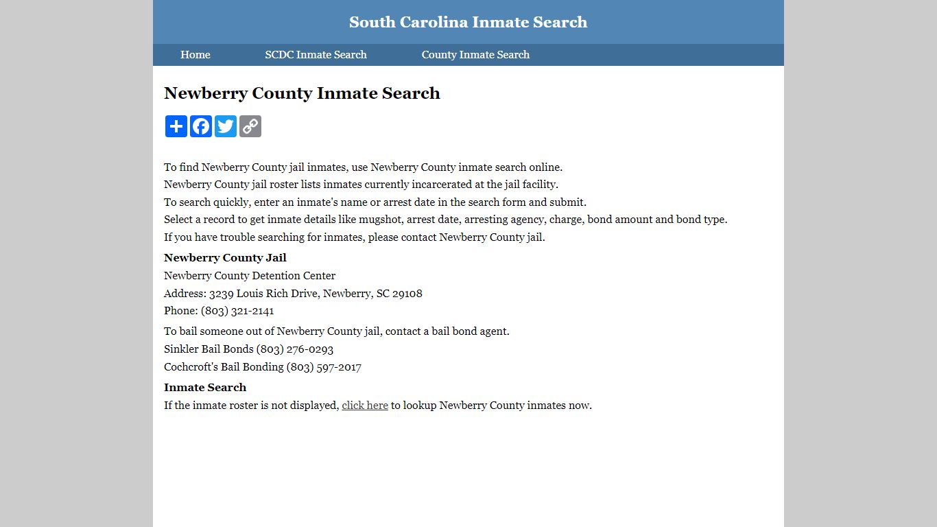 Newberry County Inmate Search